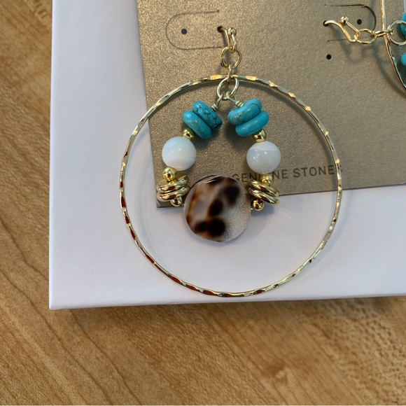 NWT Barse Bora Bora Turquoise and Shell Loop Earrings. - Picture 2 of 5